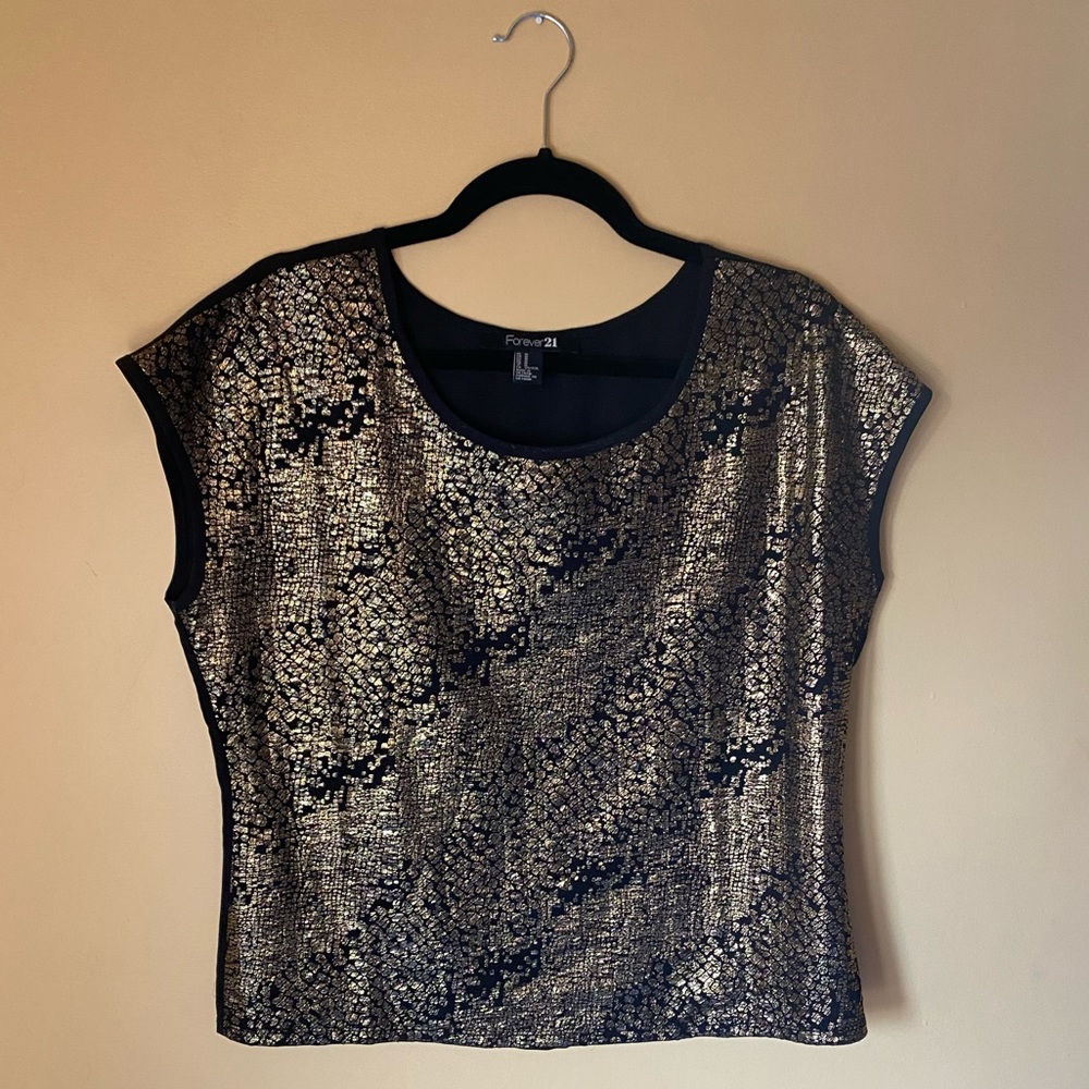 Black & Gold Forever 21 Shirt, Large